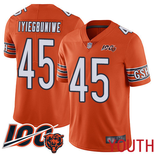 Chicago Bears Limited Orange Youth Joel Iyiegbuniwe Alternate Jersey NFL Football #45 100th Season